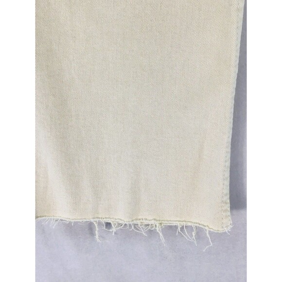 Zara Denim Flared Cropped Jeans Cream Color Women's 10 Raw Hem 26" Inseam - Picture 12 of 15